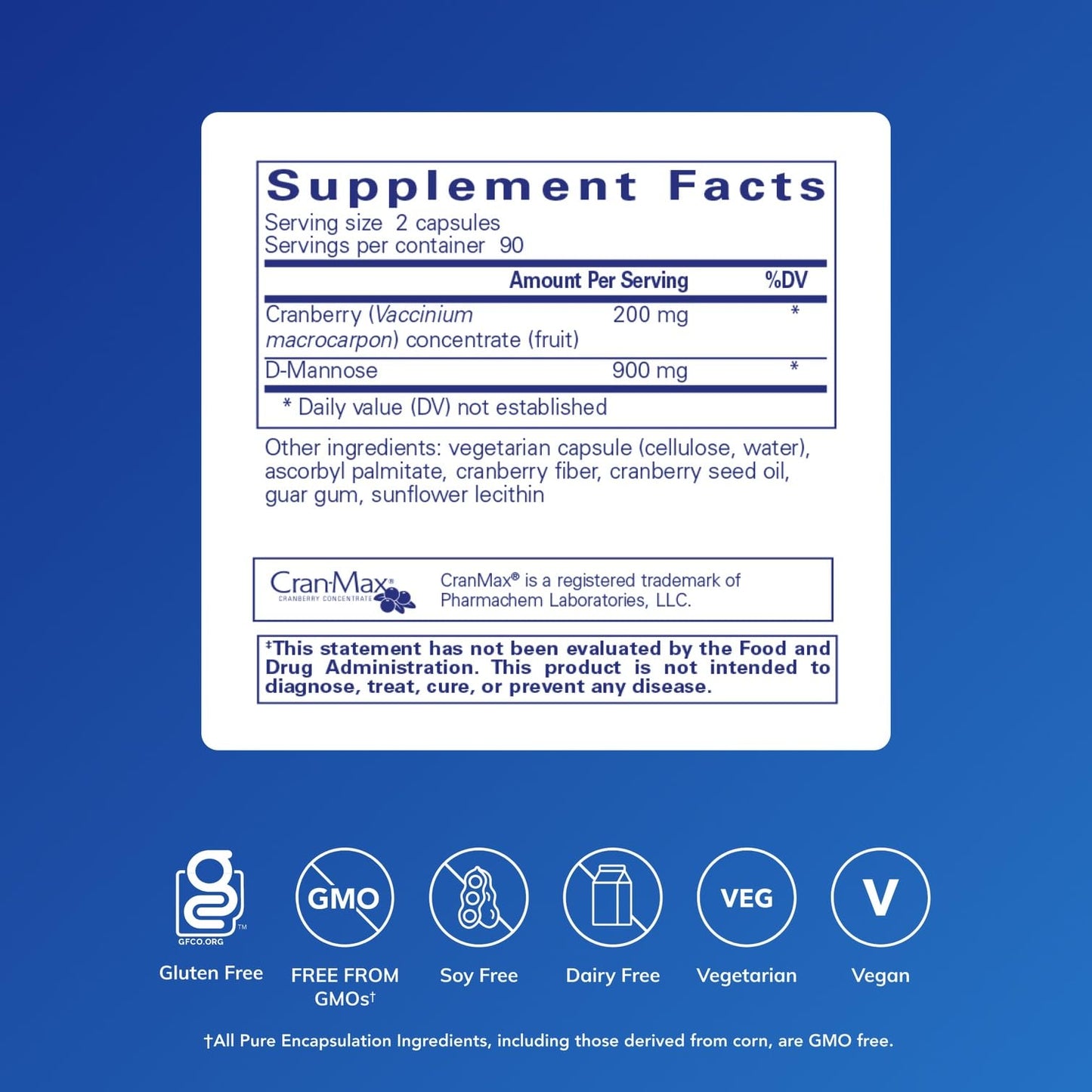 Pure Encapsulations Cranberry D-Mannose – Urinary Tract Health Support – 180 Capsules