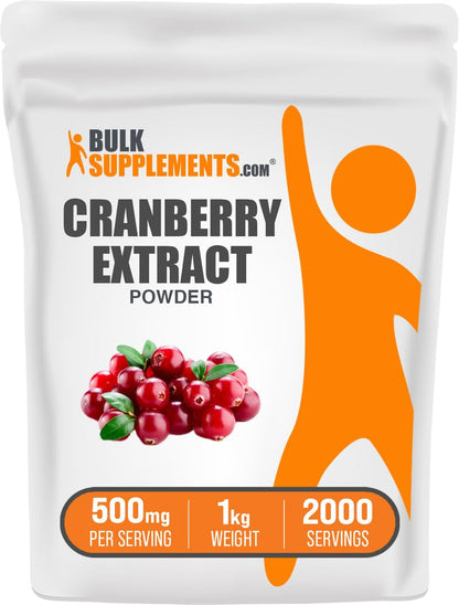 BulkSupplements Cranberry Extract Powder – 500mg/Serving, 1kg, Vegan & Gluten Free