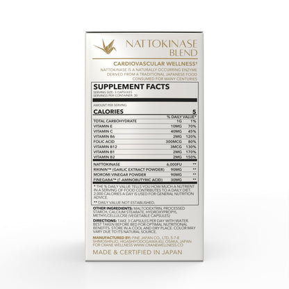 CRANE WELLNESS Nattokinase 6,000 FU | Non-GMO, Vegan, Gluten Free | Made in Japan