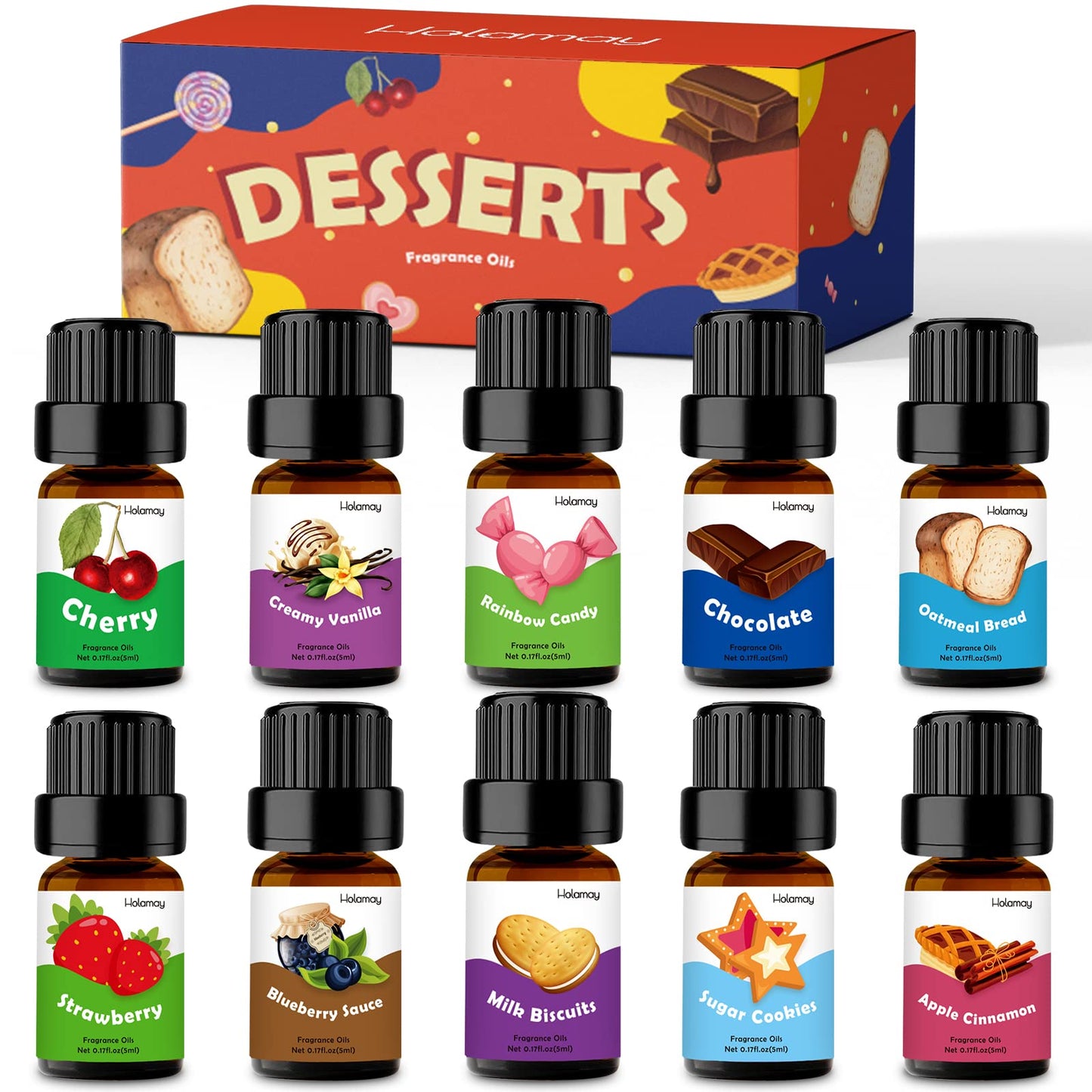 Holamay Dessert Fragrance Oils – 10x5ml for Soap, Candles & Diffusers