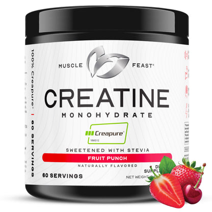 Muscle Feast Creapure Creatine Monohydrate Powder – Natural Fruit Punch, 60 Servings