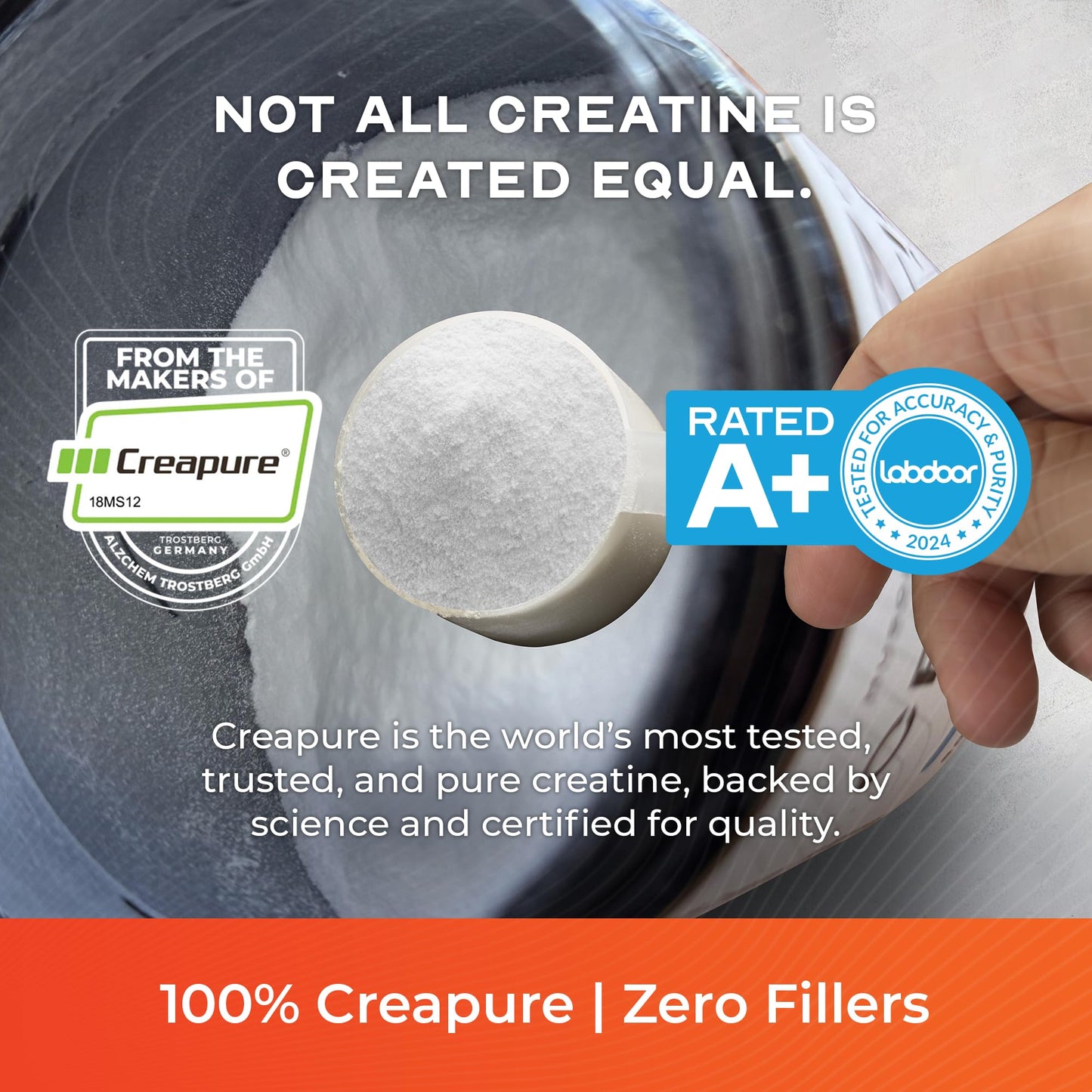 Muscle Feast Creapure Creatine Monohydrate Powder – Natural Orange, 300g | Vegan, Gluten-Free, Easy to Mix