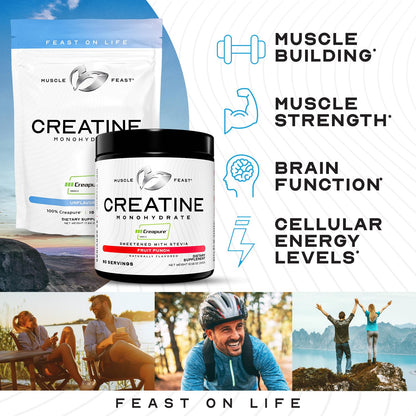 Muscle Feast Creapure Creatine Monohydrate Powder – Natural Fruit Punch, 60 Servings