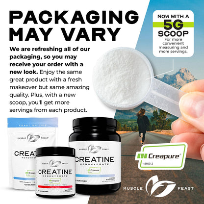 Muscle Feast Creapure Creatine Monohydrate Powder – Natural Fruit Punch, 60 Servings