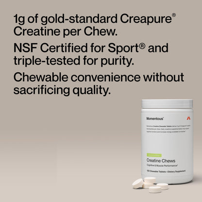 Momentous Creatine Chews – Creapure Creatine Monohydrate, 150 Chewable Tablets, Lemon Lime
