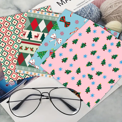 CREATCABIN 6 Packs Christmas Glasses Cleaning Cloths – Suede Fiber Microfiber Cloths, 6 x 6 Inch