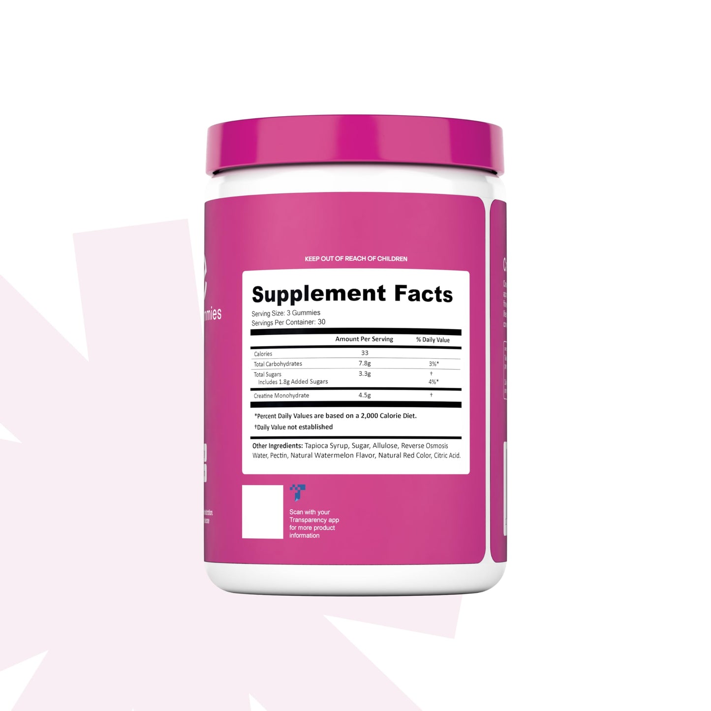 Create Creatine Monohydrate Gummies – 1.5g per Gummy, Vegan, Anti-Melt, Orange Flavor