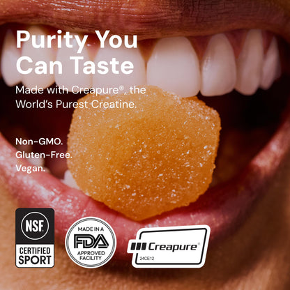 Create Creatine Monohydrate Gummies – 1.5g Per Gummy, Vegan, Anti-Melting, Sour Peach Flavor