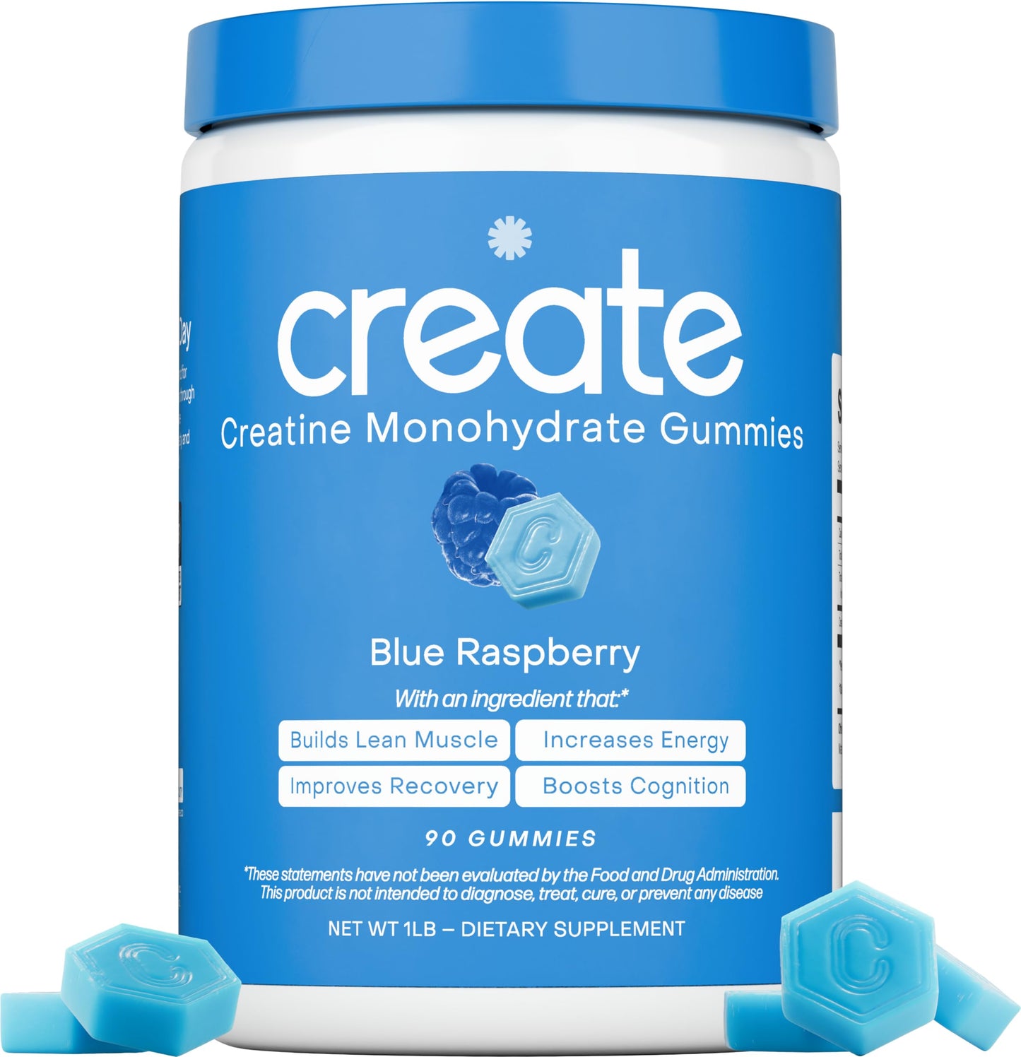 Create Creatine Monohydrate Gummies – 1.5g per Gummy, Vegan, Anti-Melting