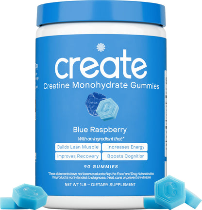 Create Creatine Monohydrate Gummies – 1.5g per Gummy, Vegan, Anti-Melting