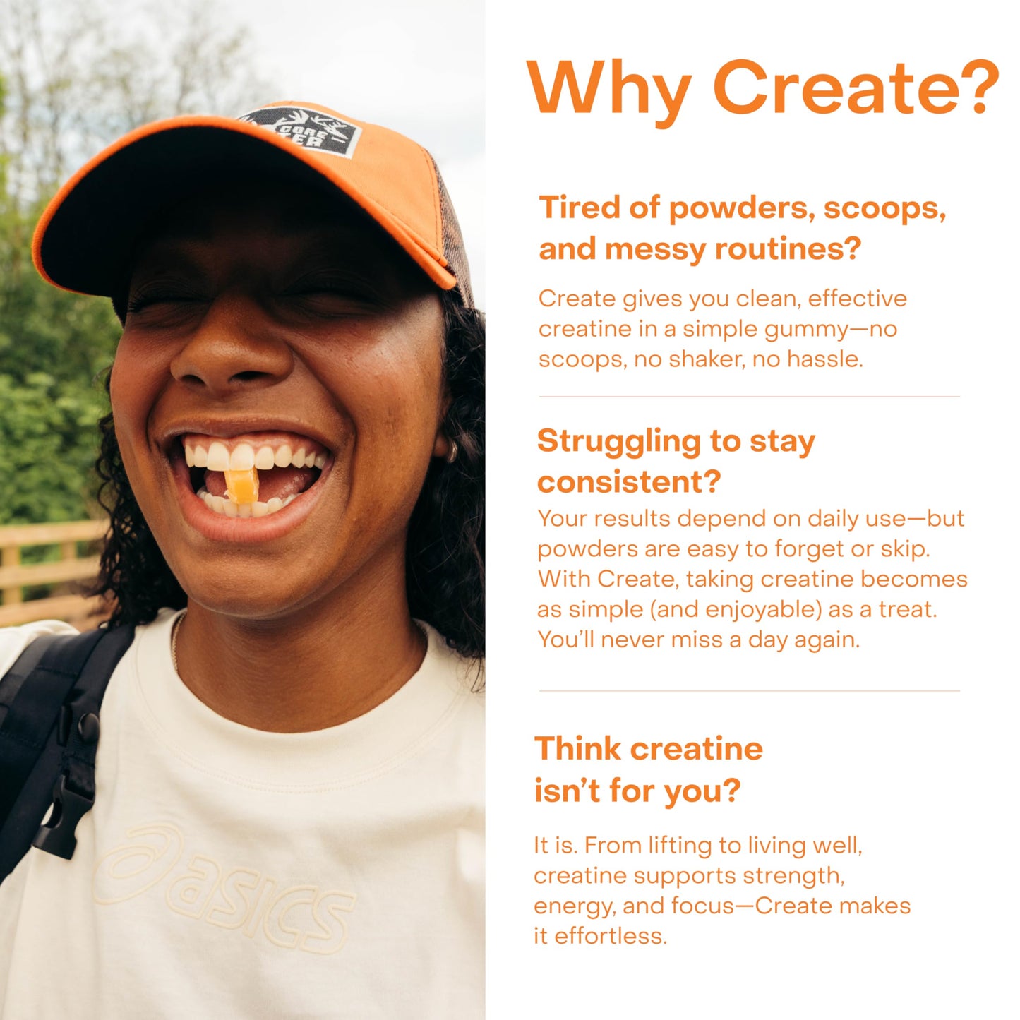 Create Creatine Monohydrate Gummies – 1.5g per Gummy, Vegan & Anti-Melting