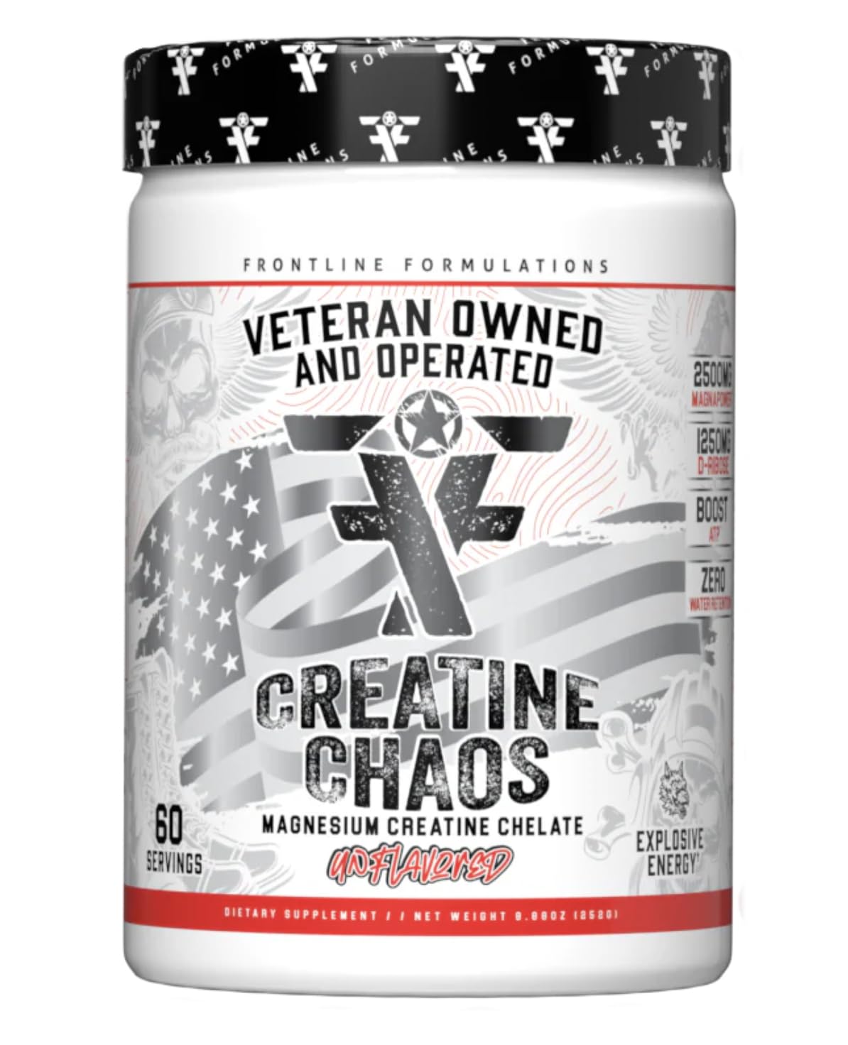 FRONTLINE FORMULATIONS Creatine Chaos – Lean Muscle Growth, Post-Workout, Unflavored (60 Servings)