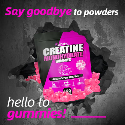 Creatine Monohydrate Gummies Sugar Free – Watermelon (120 count) | Pre-Workout for Men & Women
