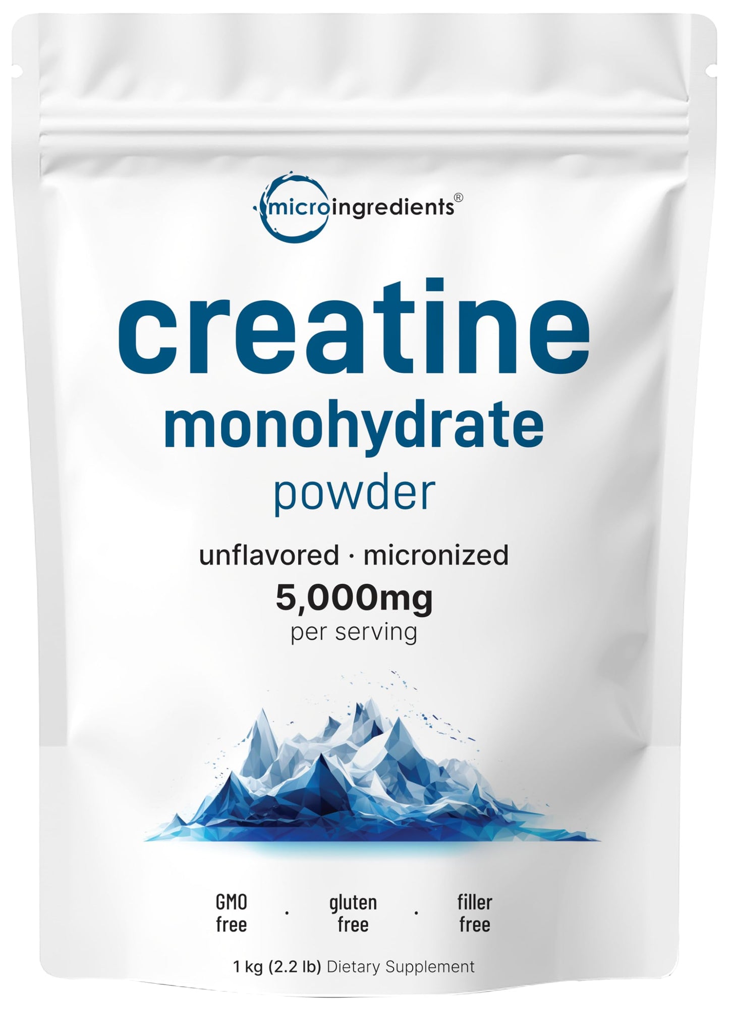 Instant Creatine Monohydrate Powder 1 kg – 5000 mg/serving, Unflavored, Pure