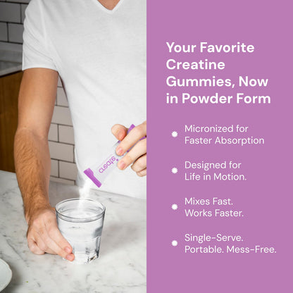 Create Single-Serve Creatine Monohydrate Powder – 5g Creapure Creatine, Sugar-Free, Vegan | Mixed Berry | 30 Portable Packets
