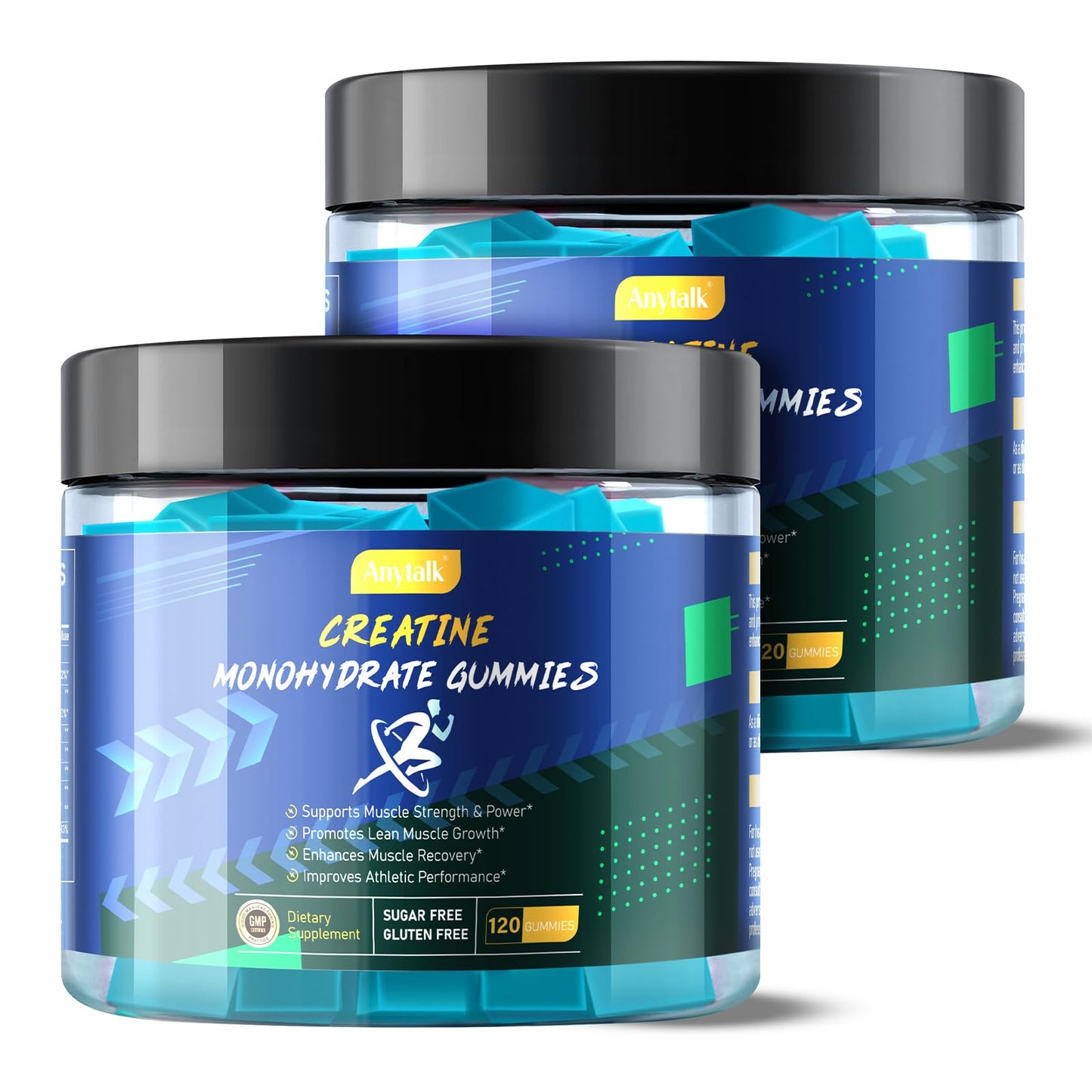 Creatine Monohydrate Gummies – Muscle Strength, Energy & Pre-Workout (120 Count Pack of 2)