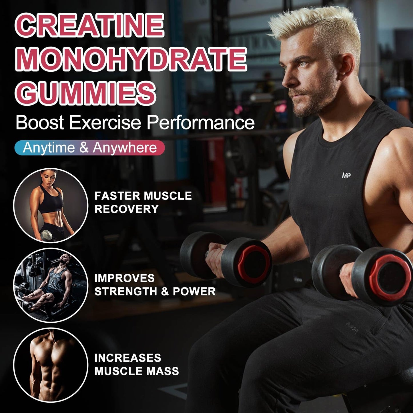 2 Pack Creatine Monohydrate Gummies – 5000mg per Serving | Sugar Free