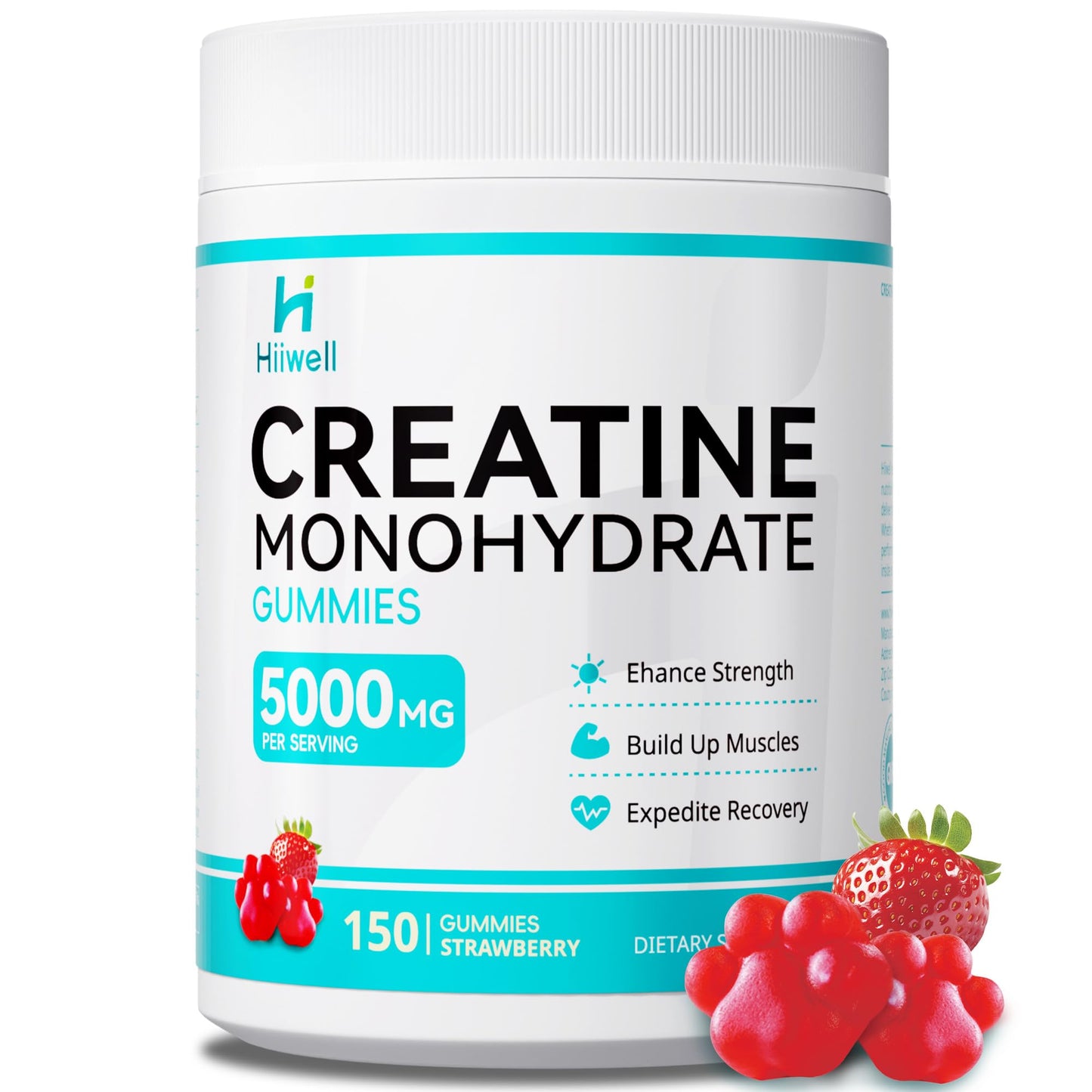 Creatine Monohydrate Gummies 5g – 150 Gummies (30 Servings) | Vegan, L-Carnitine, B6 & B12, Pre-Workout