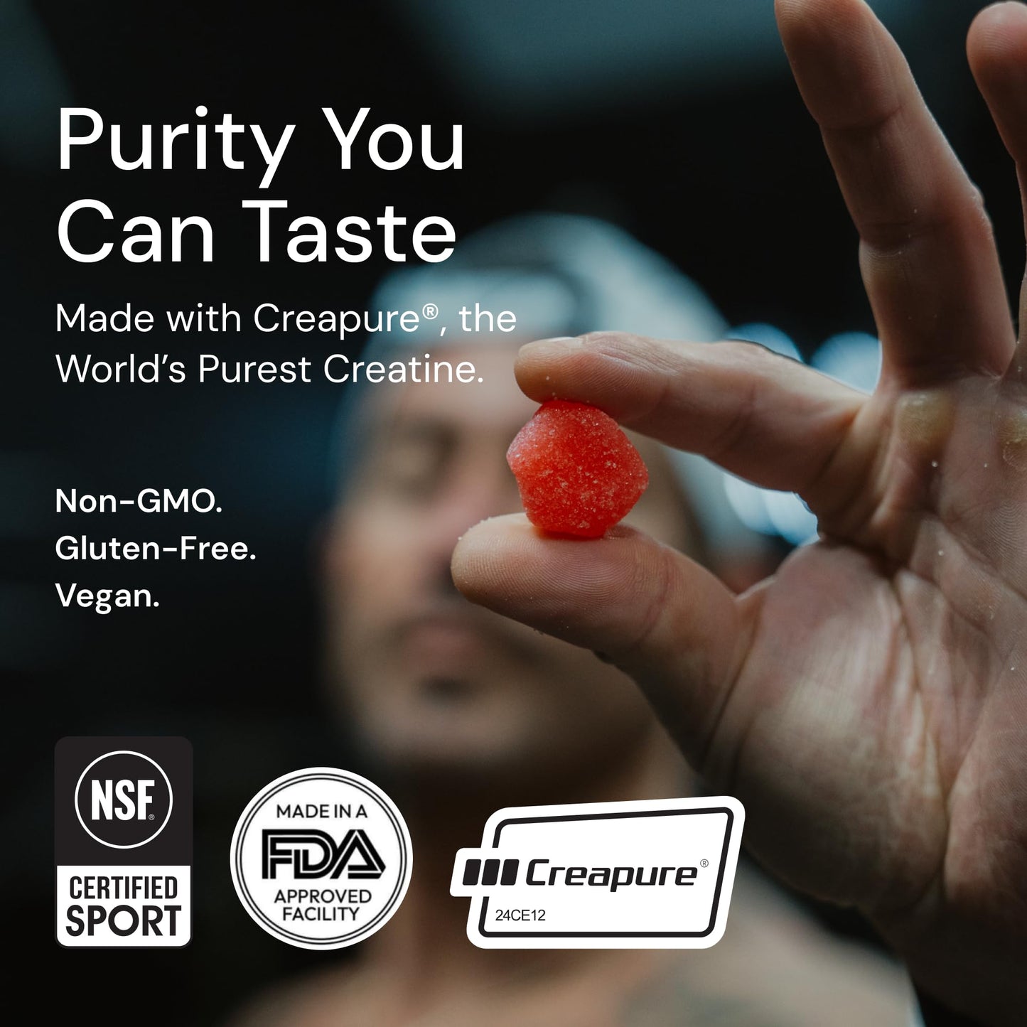Create Creatine Monohydrate Gummies – 1.5g Per Gummy, Sour Cherry, Vegan, Gluten‑Free