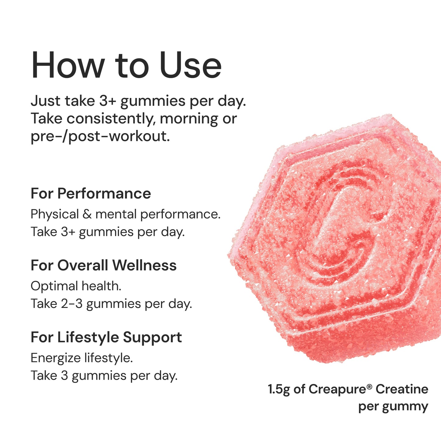 Create Creatine Monohydrate Gummies – 1.5g Per Gummy, Sour Cherry, Vegan, Gluten‑Free