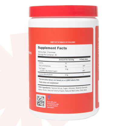 Create Creatine Monohydrate Gummies – 1.5g Per Gummy, Sour Cherry, Vegan, Gluten‑Free