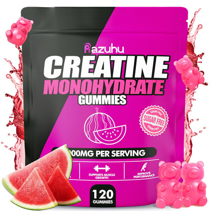 Creatine Monohydrate Gummies Sugar Free – Watermelon (120 count) | Pre-Workout for Men & Women