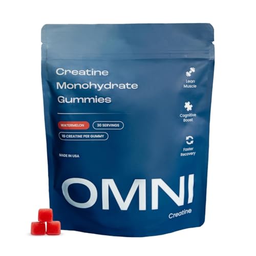 OMNI Creatine Monohydrate Gummies – 1g per Gummy | Watermelon & Peach Flavor | 90 Count