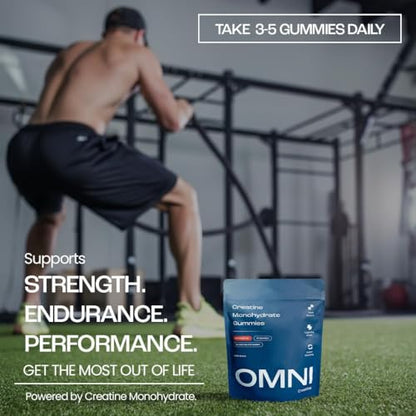 OMNI Creatine Monohydrate Gummies – 1g per Gummy | Watermelon & Peach Flavor | 90 Count