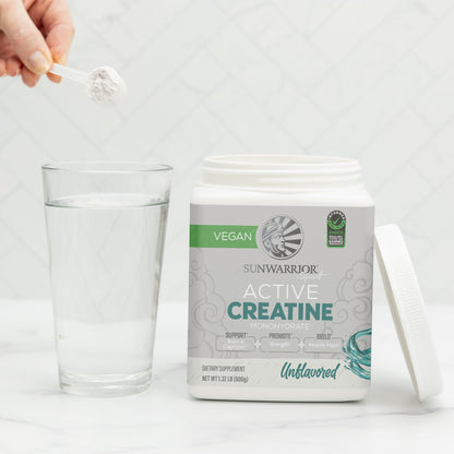 Sunwarrior Creatine Monohydrate Powder – Unflavored, 120 Servings | Vegan & Keto