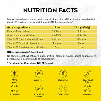 CreGAAtine Ultimate | 50% Higher Dosage Bulk Pack – Micronized Creatine Monohydrate + GAA | No Water Retention | 500g, 166 Servings