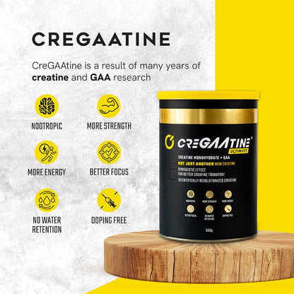 CreGAAtine Ultimate | 50% Higher Dosage Bulk Pack – Micronized Creatine Monohydrate + GAA | No Water Retention | 500g, 166 Servings