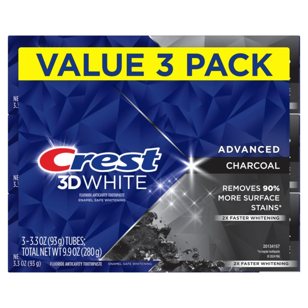 Crest 3D White Advanced Charcoal Toothpaste with Fluoride - 3.3 oz Pack of 3