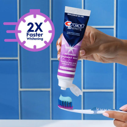 Crest 3D White Advanced Whitening Toothpaste — Radiant Mint, 3.3 oz Pack of 3