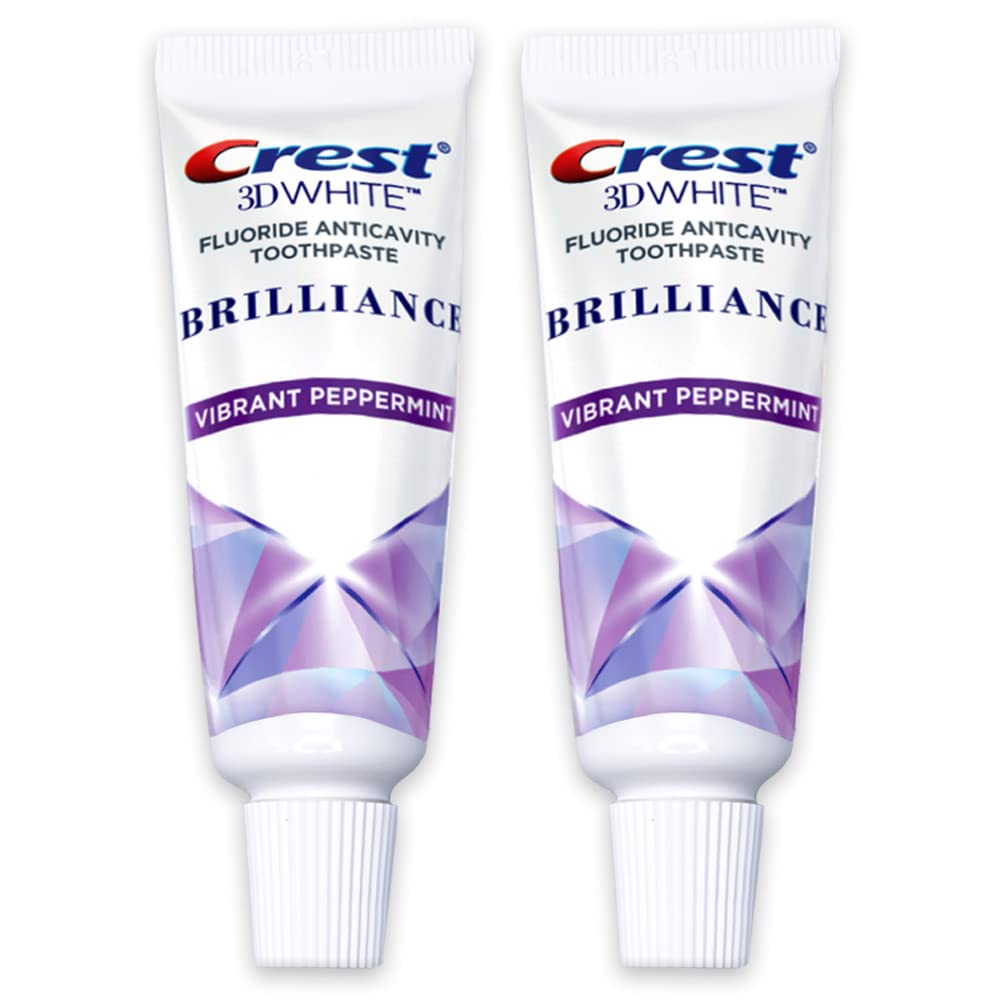 Crest 3D White Brilliance Toothpaste – Vibrant Peppermint | Travel Size 0.85 oz (24 g) 2-Pack