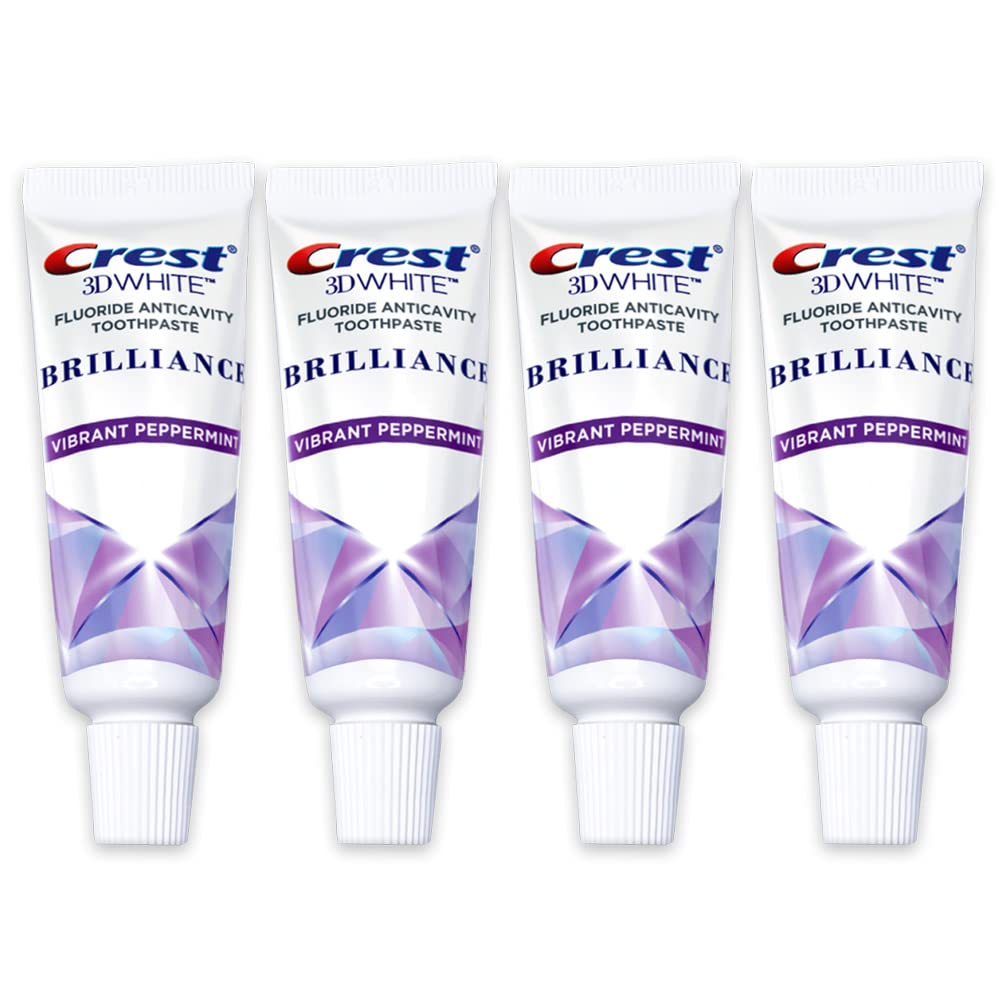 Crest 3D White Brilliance Toothpaste – Vibrant Peppermint Travel Size Pack of 4
