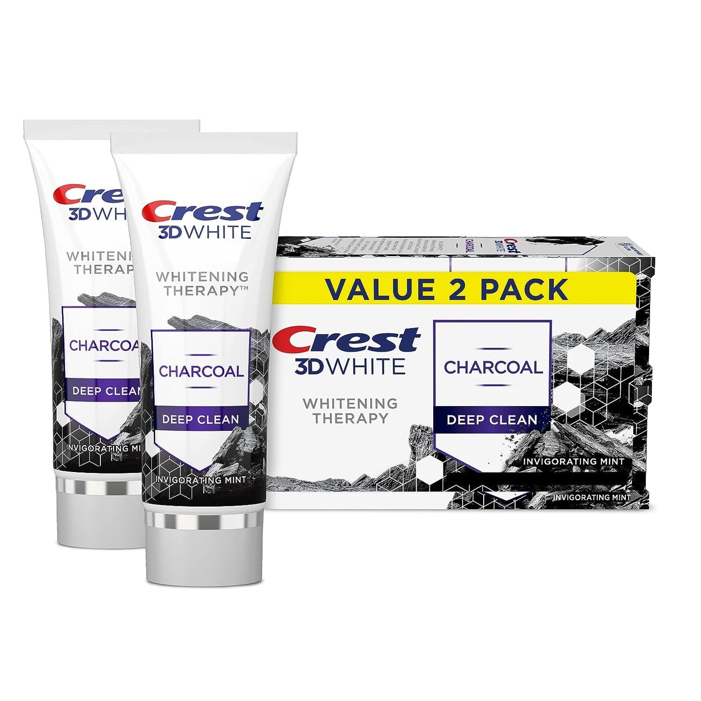 Crest 3D White Charcoal Deep Clean Toothpaste – Whitening Therapy, Mint, 3.5 oz (2-pack)