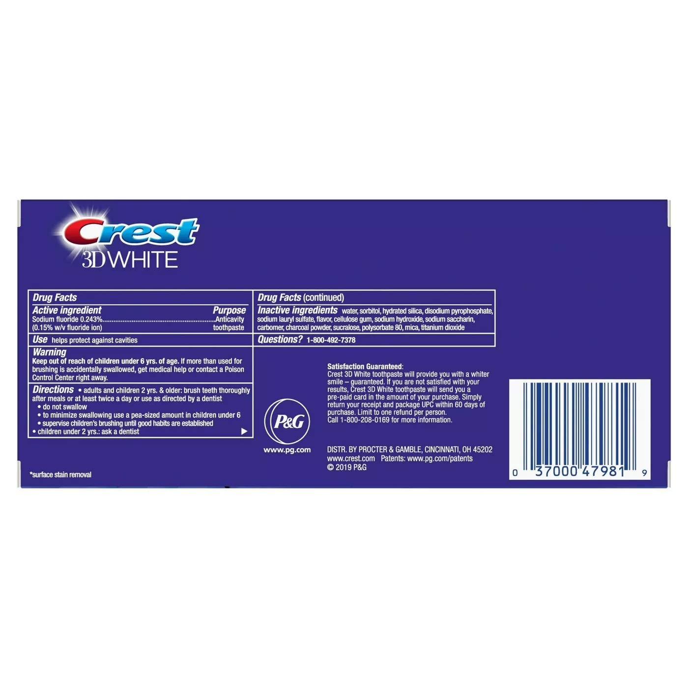 Crest 3D White Charcoal Toothpaste 4.1 oz (116 g) – Pack of 2