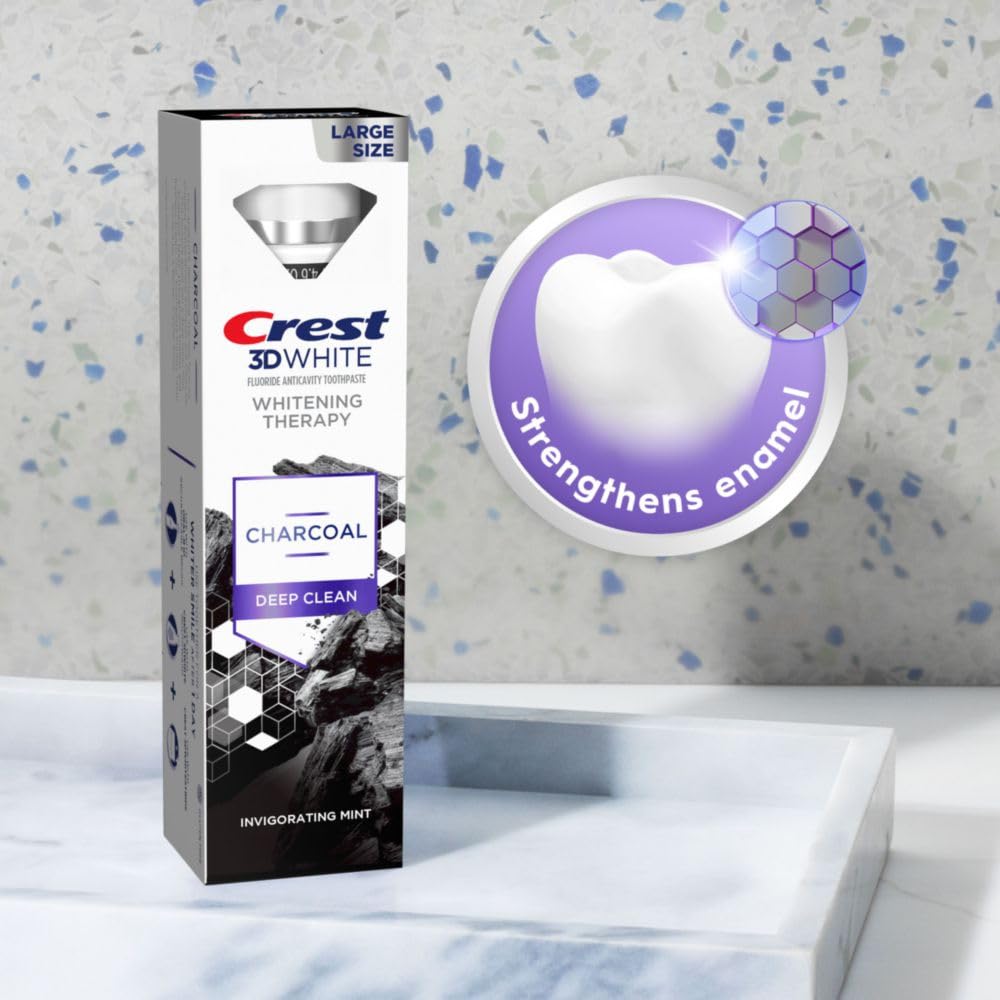 Crest 3D White Whitening Therapy Charcoal Deep Clean Toothpaste - Mint, 4.6 oz (Pack of 3)