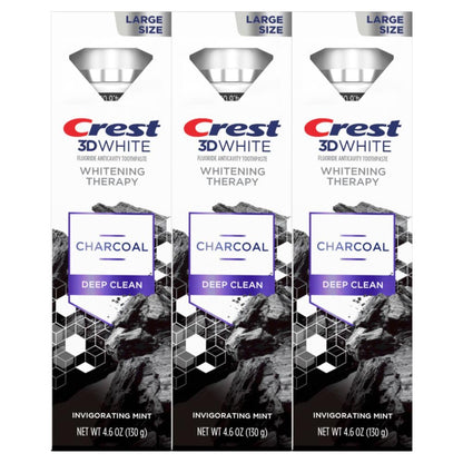 Crest 3D White Whitening Therapy Charcoal Deep Clean Toothpaste - Mint, 4.6 oz (Pack of 3)