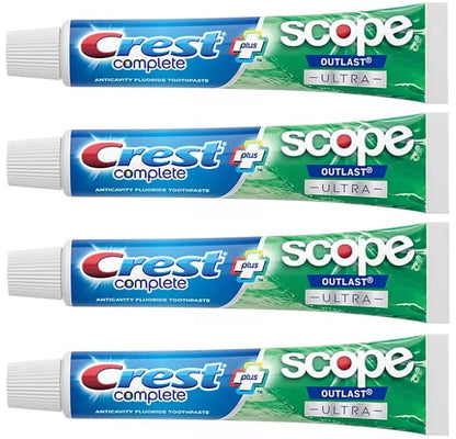 Crest Complete Whitening Plus Scope Outlast Ultra Toothpaste 6.5 oz – Pack of 4