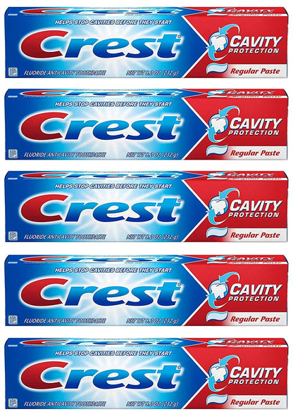 Crest Fluoride Anticavity Toothpaste - Regular Paste, 8.2 oz, Pack of 5