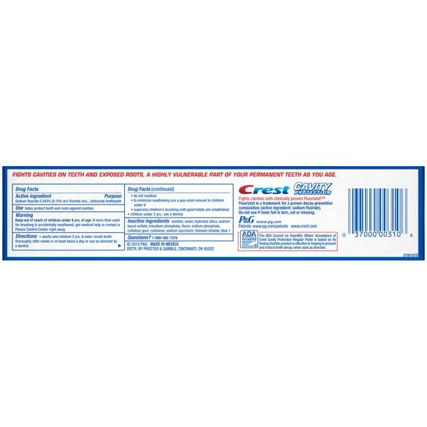 Crest Fluoride Anticavity Toothpaste - Regular Paste, 8.2 oz, Pack of 5