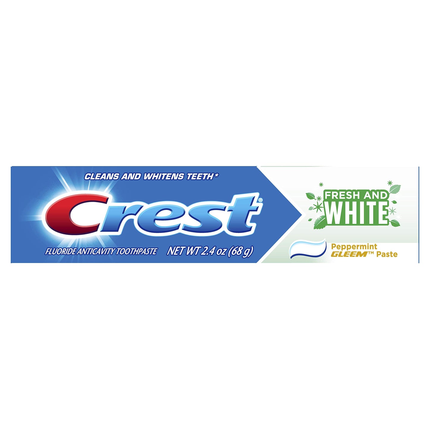 Crest Fresh & White Toothpaste | Peppermint Gleem Paste 2.4 oz
