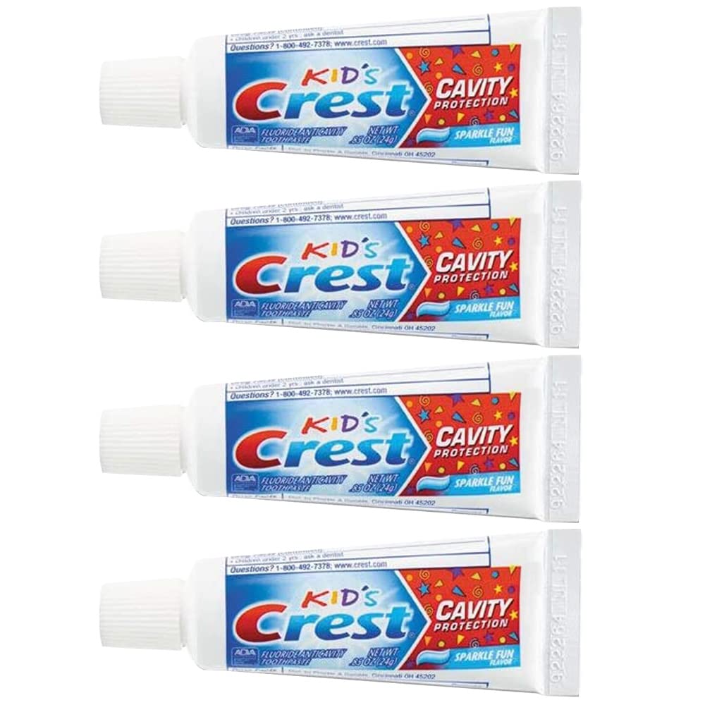 Crest Kids Cavity Protection Toothpaste – Sparkle Fun Travel Size 0.85 oz (24 g) Pack of 4
