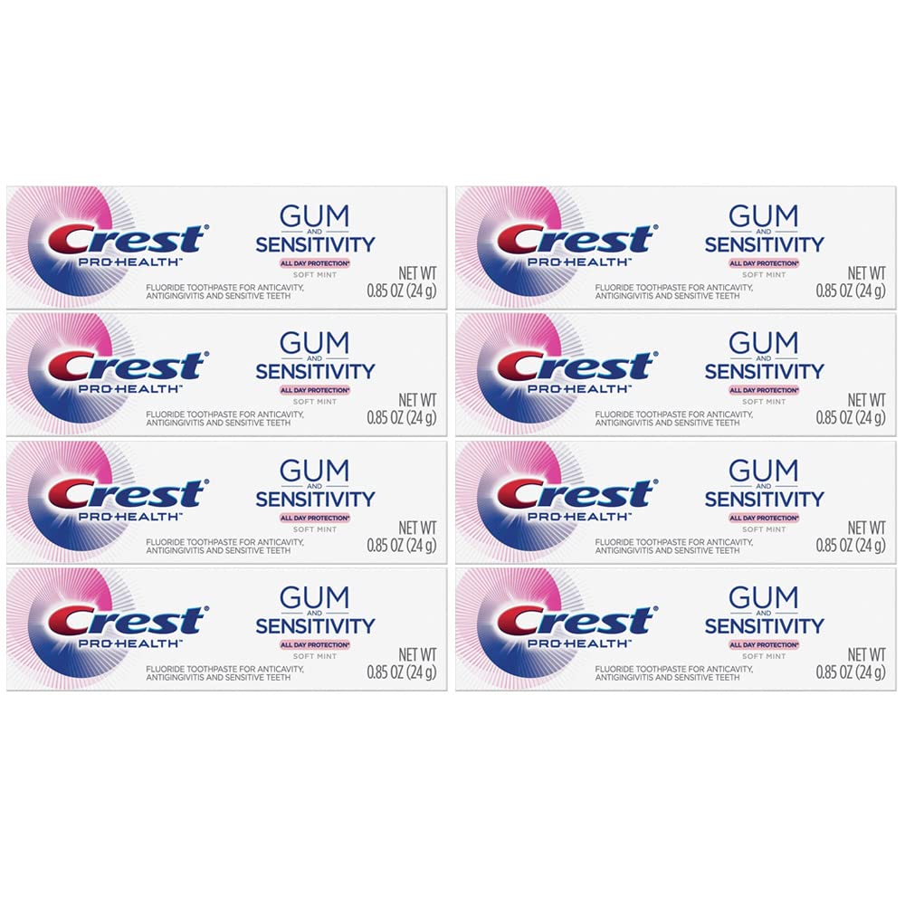 Crest Pro Health Gum and Sensitivity Toothpaste – Soft Mint Travel Size 0.85 oz (24g) Pack of 8
