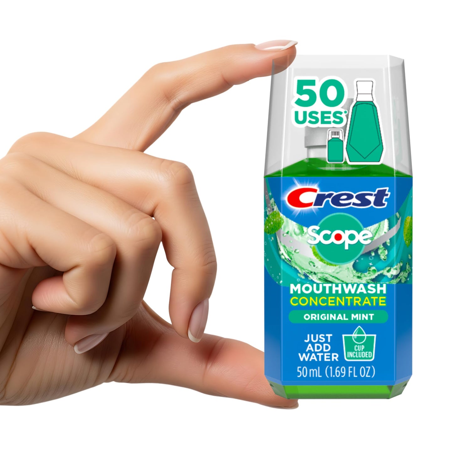 Crest Scope Mouthwash Concentrate - Travel Size 50 ml, Original Mint, 2 Pack