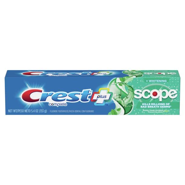 Crest Toothpaste 5.4 oz + Scope Whitening Minty Fresh (Pack of 6) | Crest & Scope Complete Whitening
