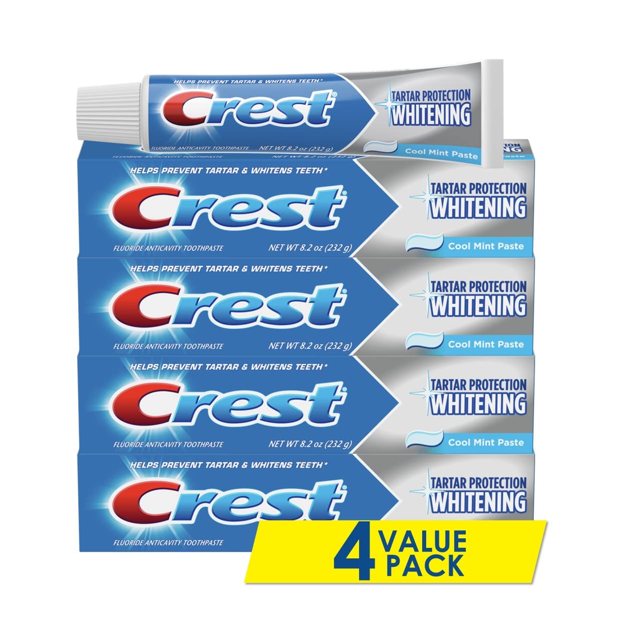 Crest Tartar Protection Whitening Cool Mint Toothpaste 8.2 Oz Pack of 4