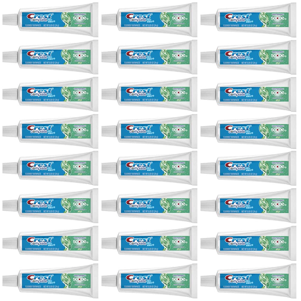 Crest Complete Whitening Scope Minty Toothpaste – Travel Size 0.85 oz, Pack of 24