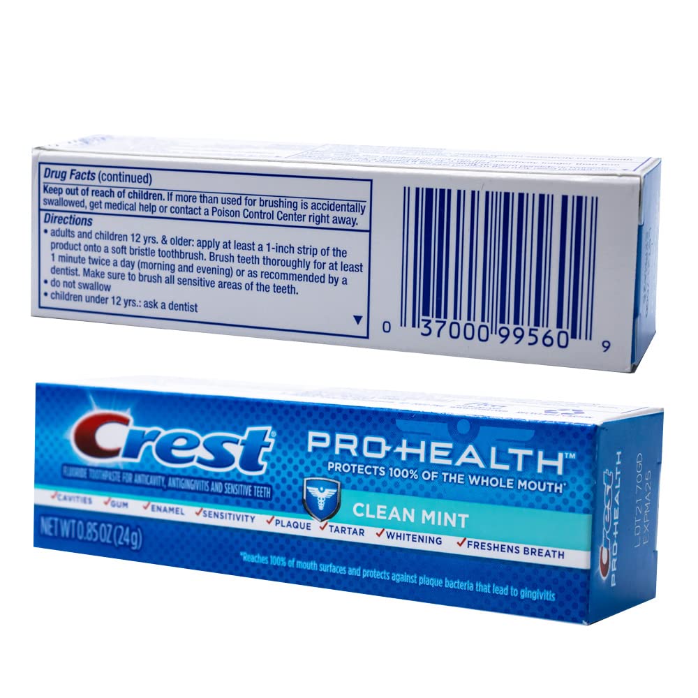 Crest Pro-Health Clean Mint Toothpaste – Travel Size 0.85 oz (24 Pack)